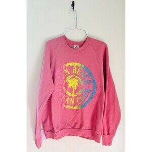 Jerzees Vintage Sweater Palm Beach Ocean Club Bright Pink Neon Puff Sweatshirt